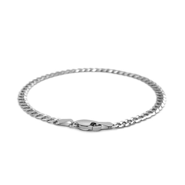 3.6mm 14k White Gold Solid Curb Bracelet - Image 3