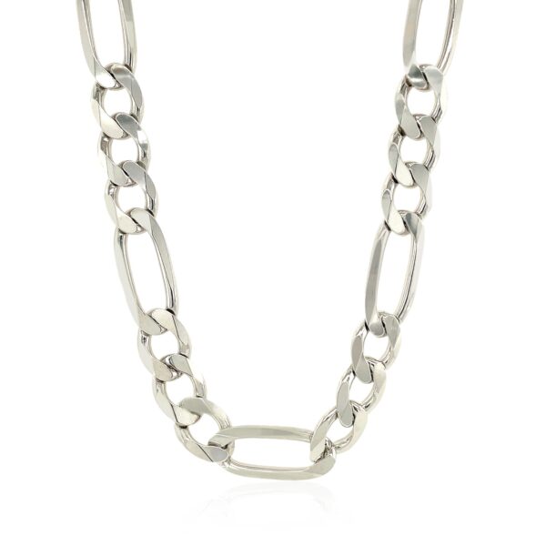 Rhodium Plated 9.0mm Sterling Silver Figaro Style Chain - Image 2