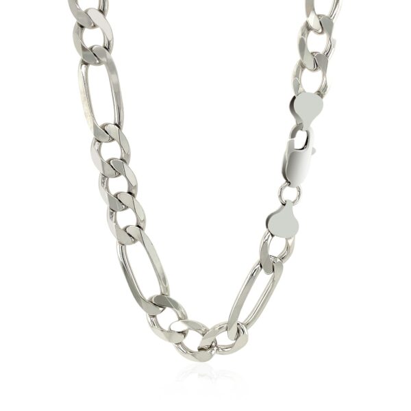 Rhodium Plated 9.0mm Sterling Silver Figaro Style Chain - Image 3