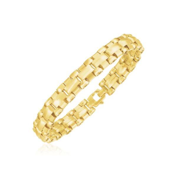 14k Yellow Gold High Polish Large Link Panther Link Bracelet (9.4mm) - Image 2