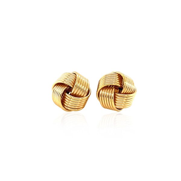 14k Yellow Gold Interlaced Love Knot Stud Earrings - Image 2