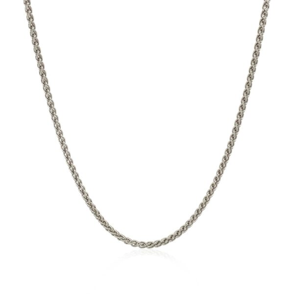 Sterling Silver Rhodium Plated Wheat Chain 1.3mm - Image 2