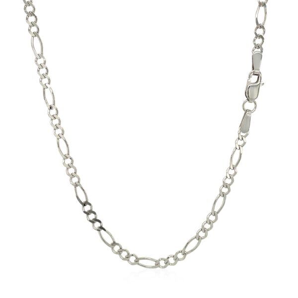 2.6mm 14k White Gold Solid Figaro Chain - Image 3