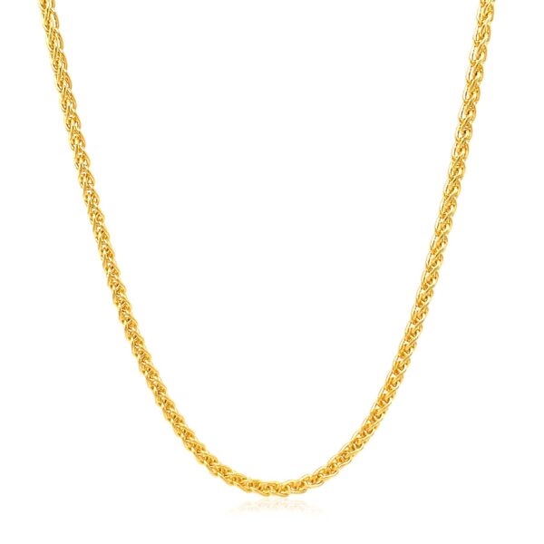 2.1mm 14k Yellow Gold Round Wheat Chain - Image 2