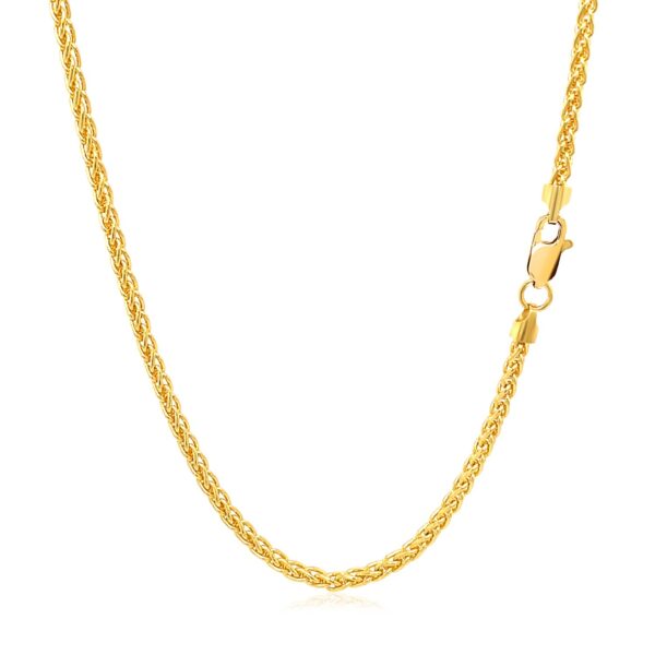 2.1mm 14k Yellow Gold Round Wheat Chain - Image 3