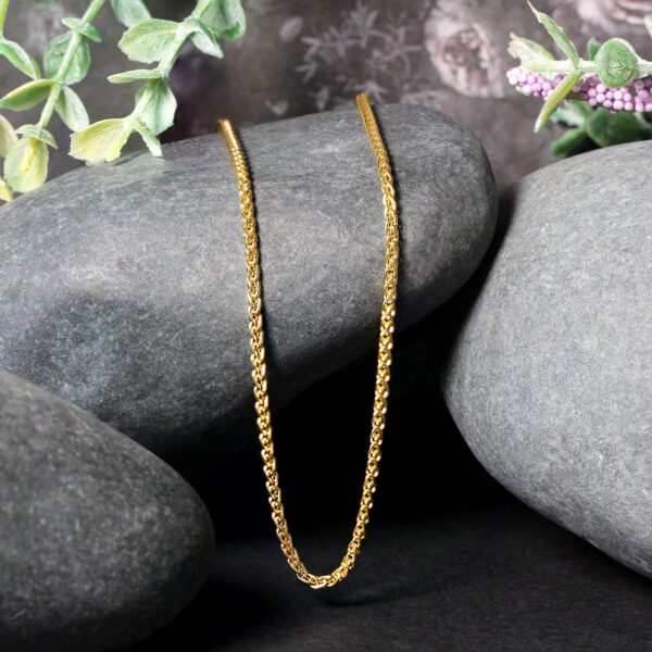 2.1mm 14k Yellow Gold Round Wheat Chain - Image 4