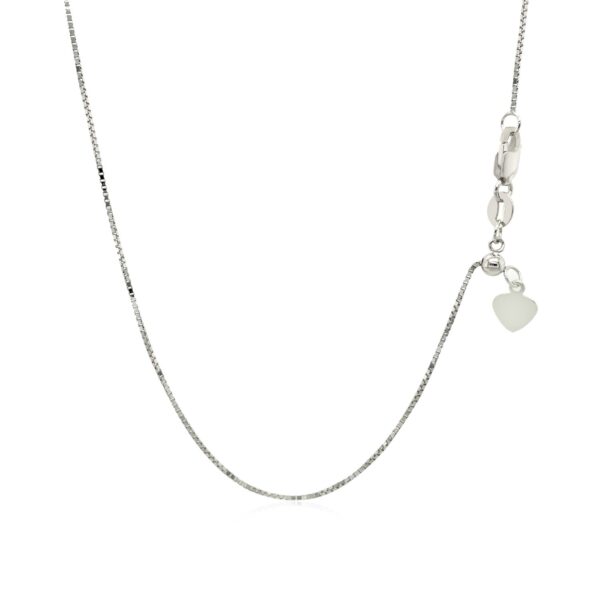 14k White Gold Adjustable Box Chain 0.7mm - Image 3