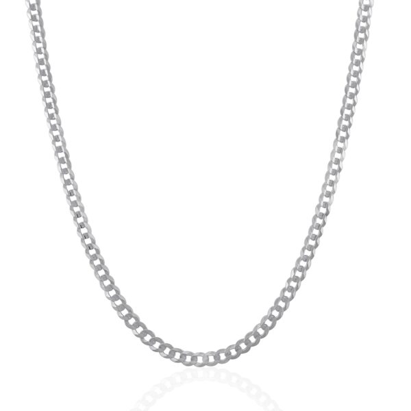 3.6mm 14k White Gold Solid Curb Chain - Image 2