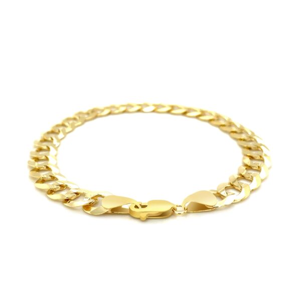 8.2mm 14k Yellow Gold Solid Curb Bracelet - Image 2