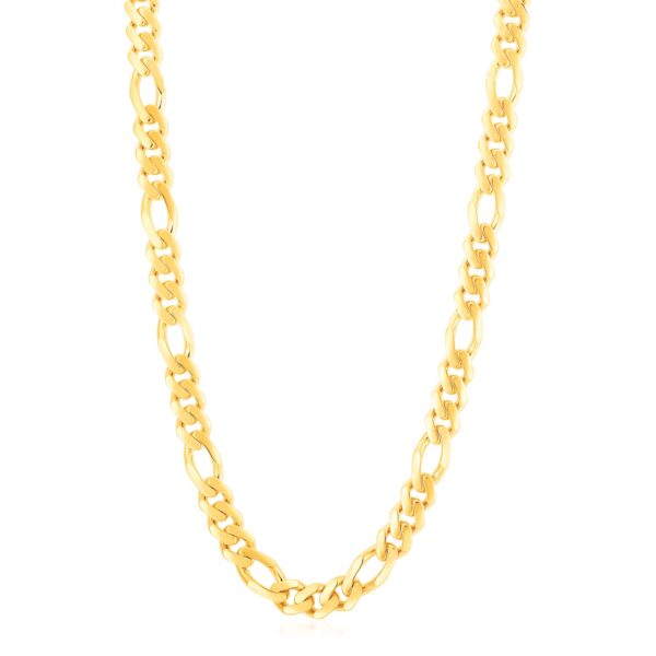 14k Yellow Gold High Polish Modern Lite Figaro Chain (9.5mm) - Image 2