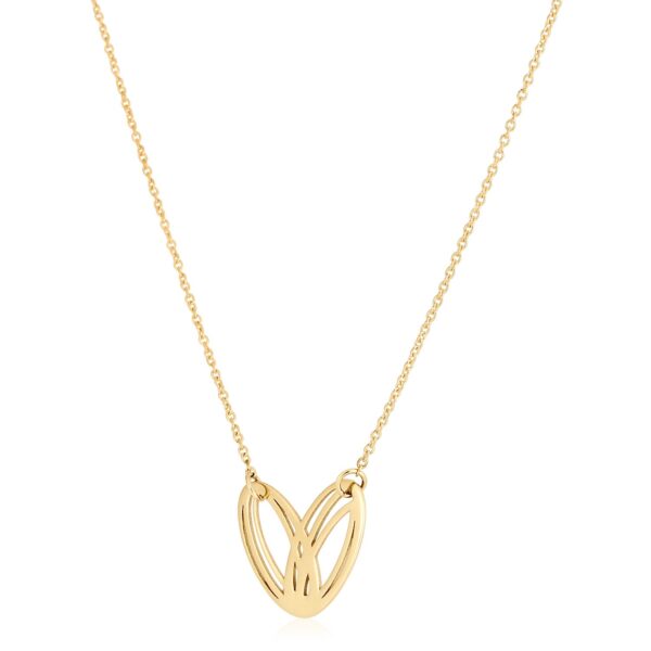 14k Yellow Gold High Polish Small Loopy Heart Necklace