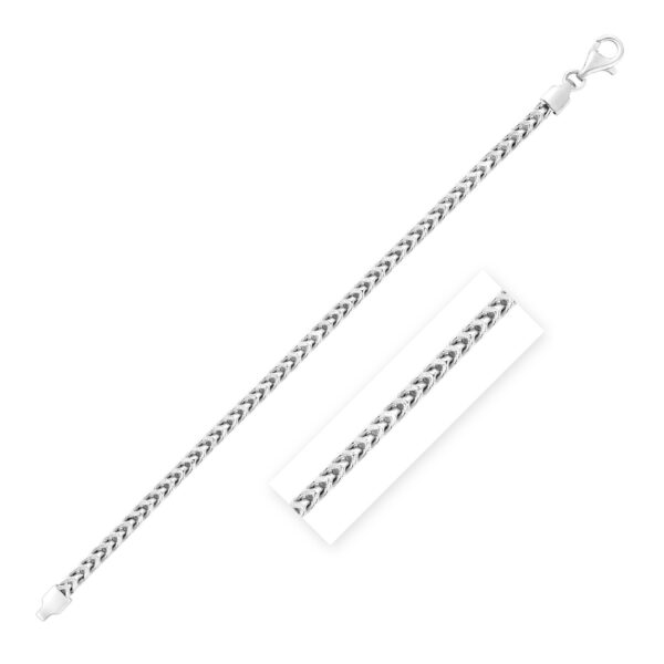 Sterling Silver Rhodium Plated Square Franco Chain 4.2mm