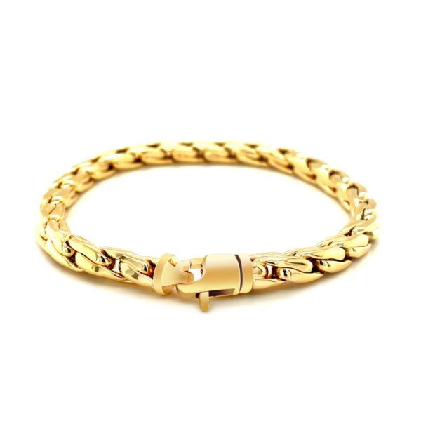 14k Yellow Gold 8 1/2 inch Mens Polished Narrow Rounded Link Bracelet - Image 3