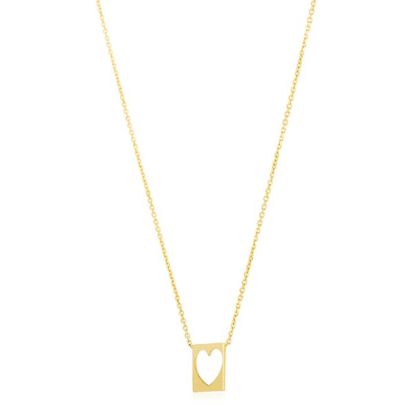 14k Yellow Gold High Polish Cutout Heart Necklace