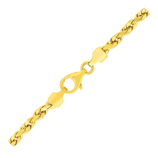 3.5mm 10k Yellow Gold Solid Diamond Cut Rope Bracelet - Image 2