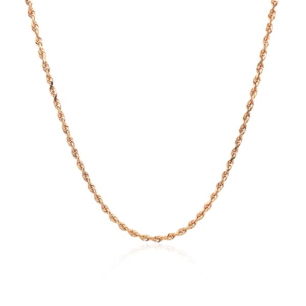 14k Rose Gold Solid Diamond Cut Rope Chain 1.5mm - Image 2