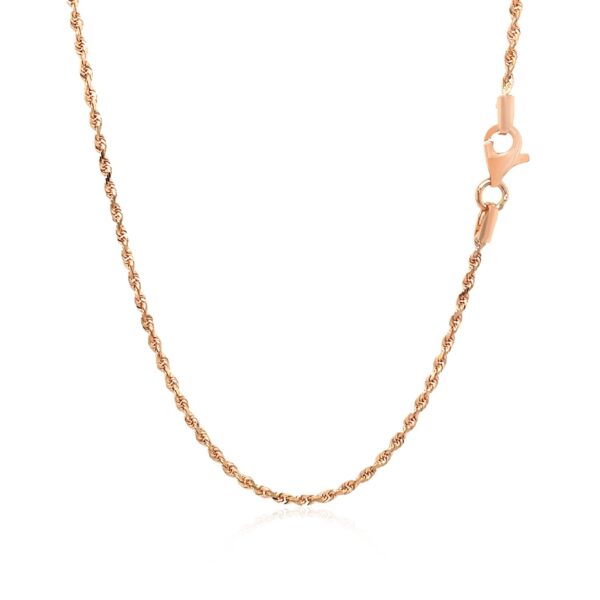 14k Rose Gold Solid Diamond Cut Rope Chain 1.5mm - Image 3