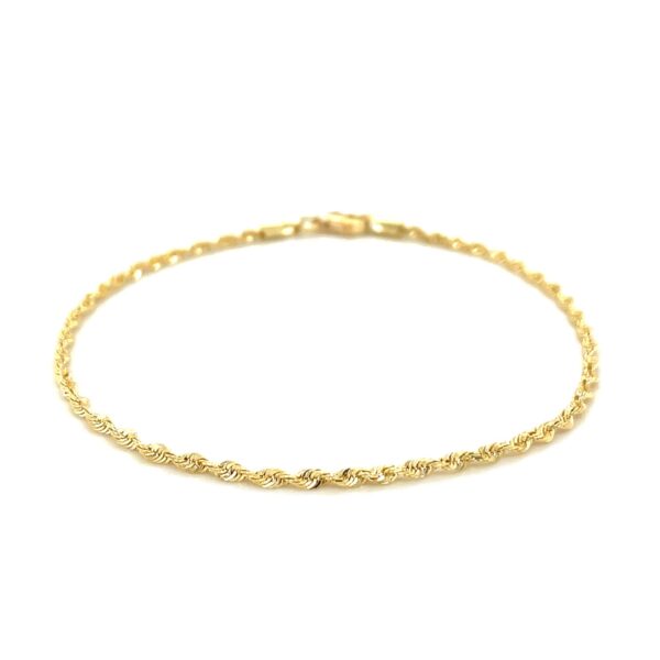 2.0mm 10k Yellow Gold Diamond Cut Rope Anklet - Image 2