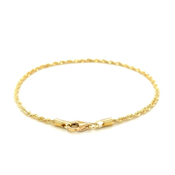 2.0mm 10k Yellow Gold Diamond Cut Rope Anklet - Image 3