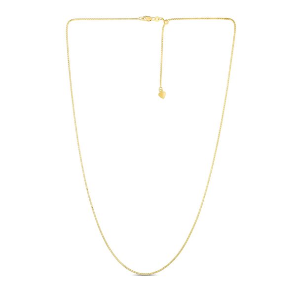 14k Yellow Gold Adjustable Popcorn Chain 1.3mm - Image 2