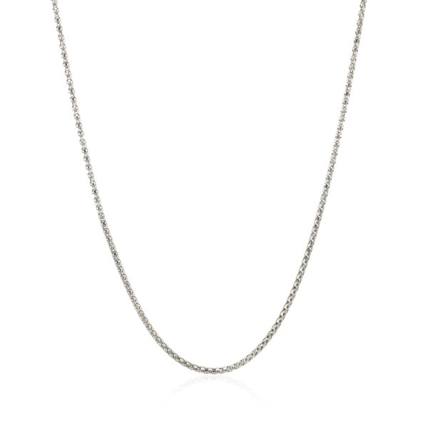 14k White Gold Adjustable Popcorn Chain 1.3mm - Image 2