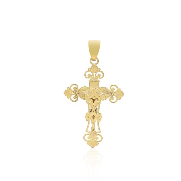 14k Two Tone Gold Cross Pendant - Image 2