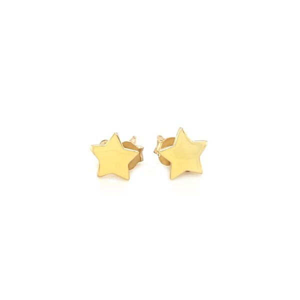 14k Yellow Gold Post Earrings with Stars - Image 2