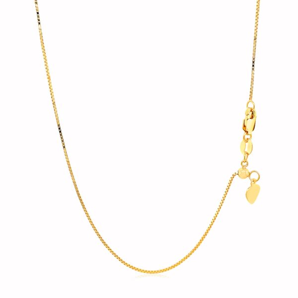 14k Yellow Gold Adjustable Box Chain 0.7mm - Image 3