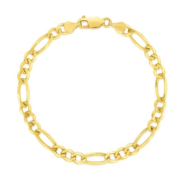 4.5mm 14k Yellow Gold Solid Figaro Bracelet - Image 2