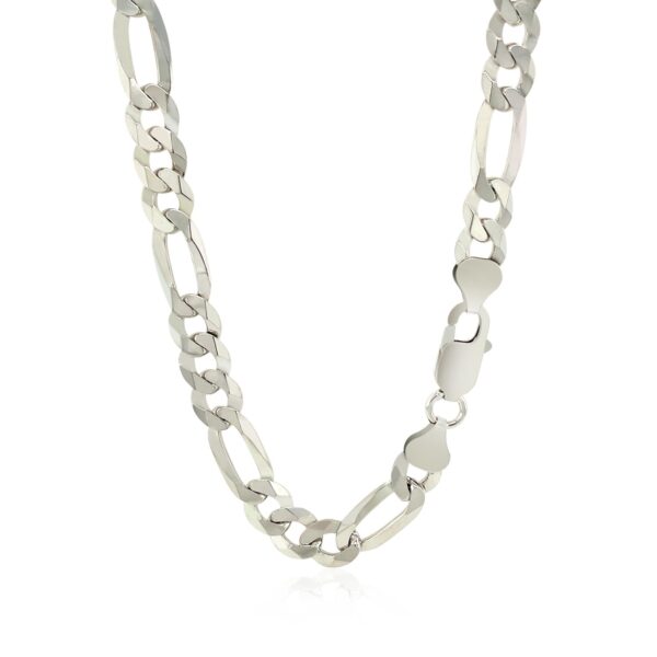 Rhodium Plated 8.1mm Sterling Silver Figaro Style Chain - Image 2