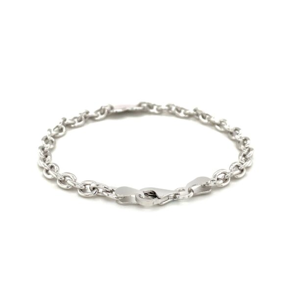 Sterling Silver Rhodium Plated Chain Bracelet with a Flat Heart Station - Image 3