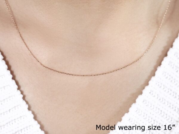 14k Pink Gold Diamond Cut Cable Link Chain 0.8mm - Image 4