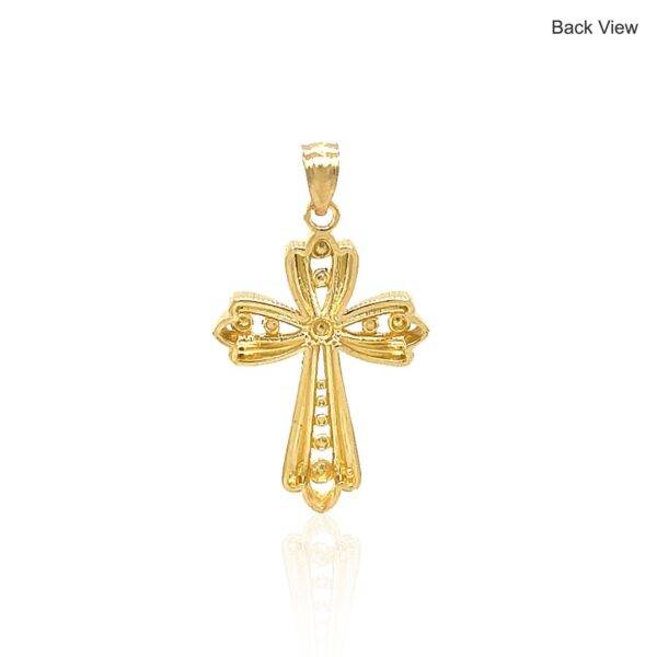 14k Two-Tone Gold Fancy Cross Pendant with Diamond Cuts - Image 2