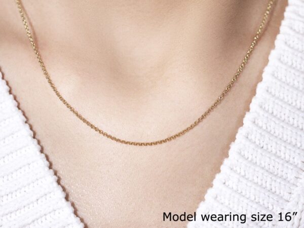 14k Yellow Gold Round Cable Link Chain 1.5mm - Image 4