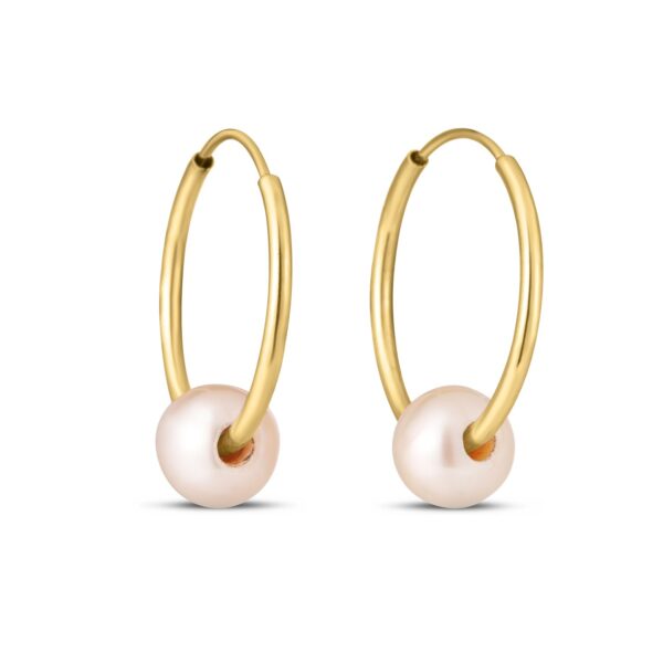 14k Yellow Gold Round Endless Pearl Earring - Image 2