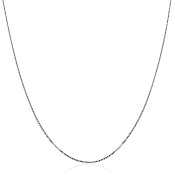 14k White Gold Thin Motif Round Omega Necklace - Image 2