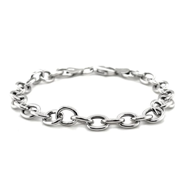 Sterling Silver Rhodium Plated Fancy Charm Bracelet - Image 2