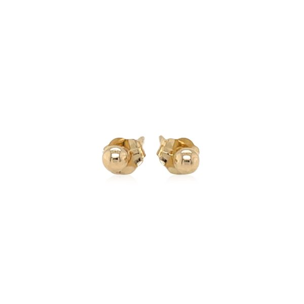 14k Yellow Gold Polished Round Stud Earrings - Image 2