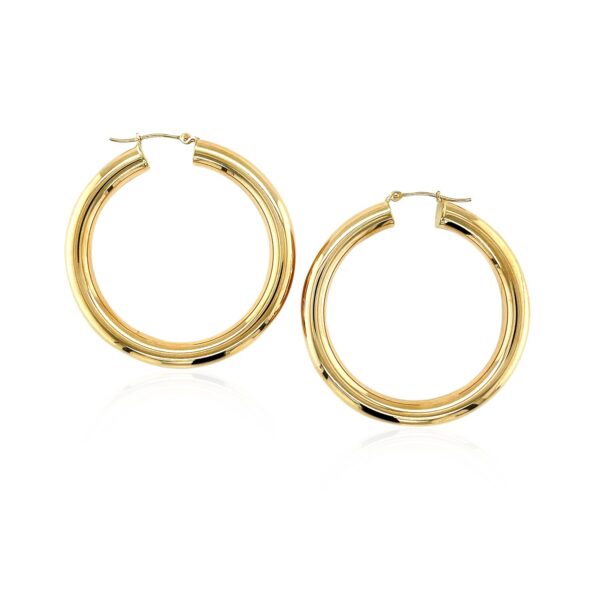 14k Yellow Gold Polished Hoop Earrings (40 mm) - Image 2