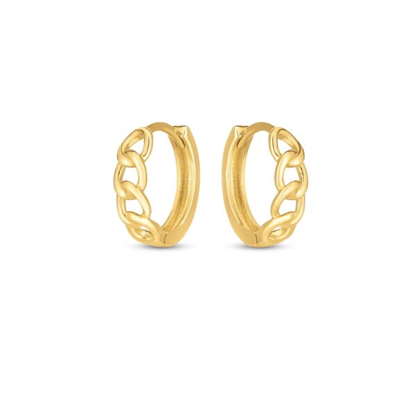 14k Yellow Gold Curb Huggie Hoop - Image 2