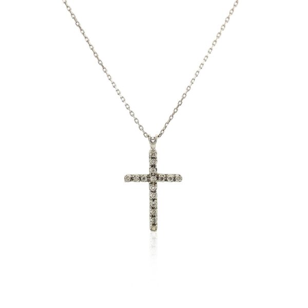 Cross Pendant with Diamonds in Sterling Silver - Image 2