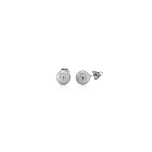 14k White Gold Classic Round Stud Earrings (6.0 mm) - Image 2