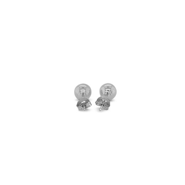 14k White Gold Classic Round Stud Earrings (6.0 mm) - Image 3