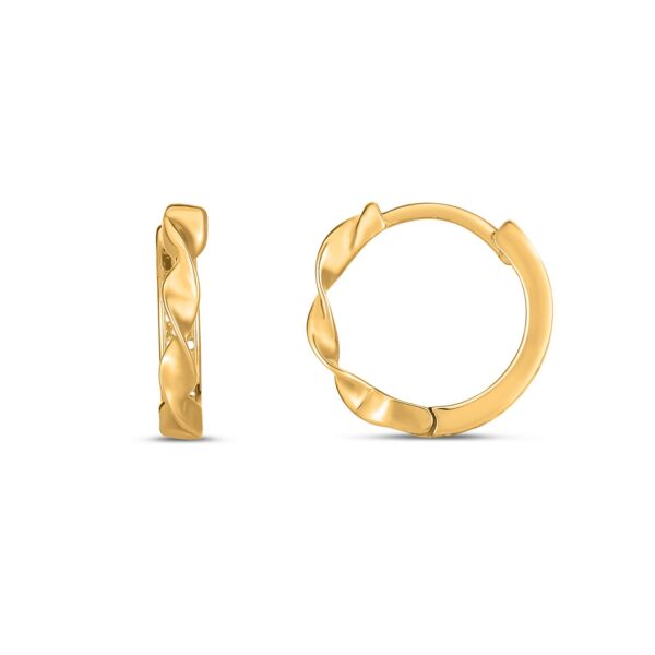 14k Yellow Gold Twist Huggie Hoops