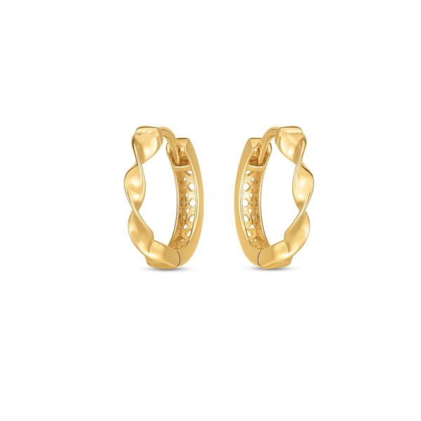 14k Yellow Gold Twist Huggie Hoops - Image 2