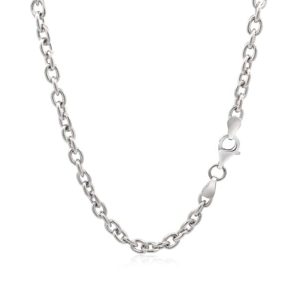 Sterling Silver Rhodium Plated Chain Bracelet with a Flat Heart Motif Station - Image 3