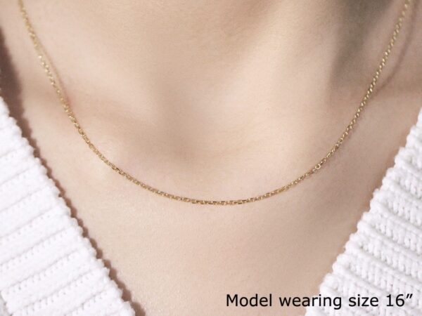 14k Yellow Gold Faceted Cable Link Chain 1.3mm - Image 4