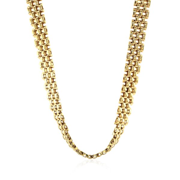 14k Yellow Gold Fancy Polished Multi-Row Panther Link Necklace - Image 2