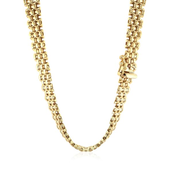 14k Yellow Gold Fancy Polished Multi-Row Panther Link Necklace - Image 3