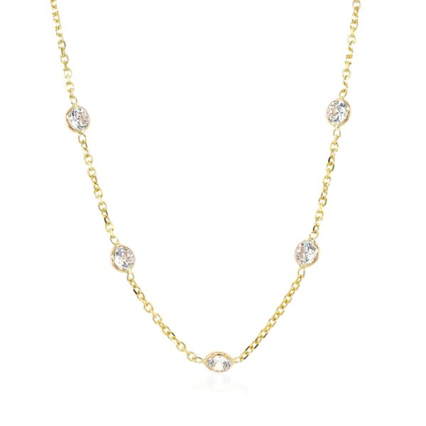 14k Yellow Gold CZ By the Yard Long Links - Image 2